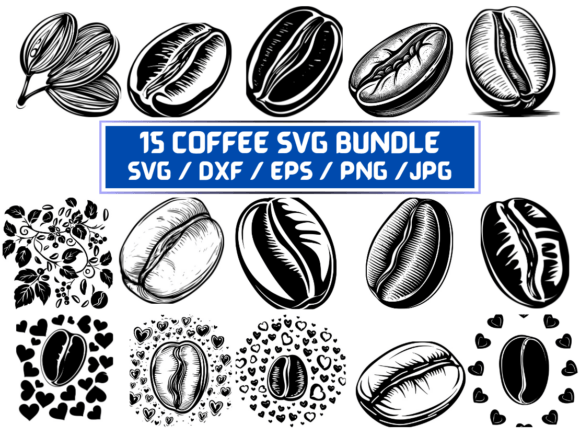 15 Coffee SVG. DXF. EPS. JPG. PNG: A Versatile Digital Asset for Designers and Creators