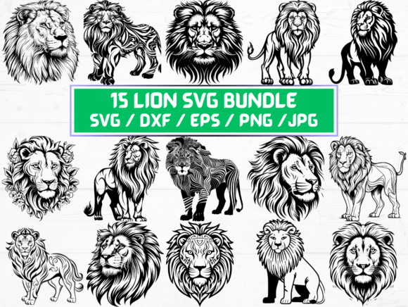 15 Lion SVG Laser Engraving Cut Files
