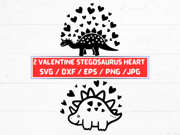 Valentine Stegosaurus Heart SVG