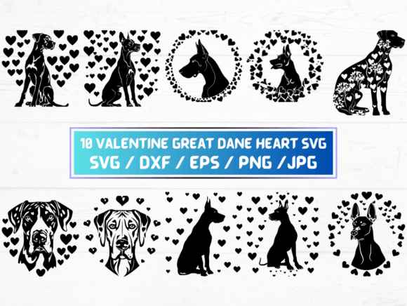 Valentines Great Dane Heart SVG Bundle: A Versatile Design Resource for Creative Professionals